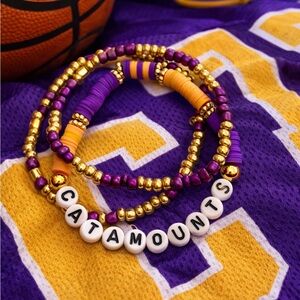 Set of 3 Western Carolina Inspired Catamount gameday stack seed bead bracelets
